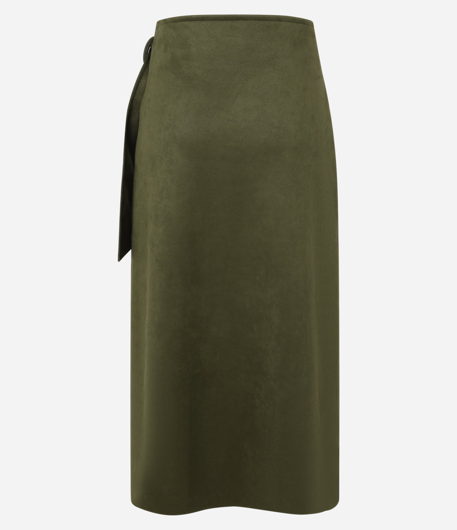 Saia Midi em Malha Suede com Detalhe Fivela Lateral Verde 7
