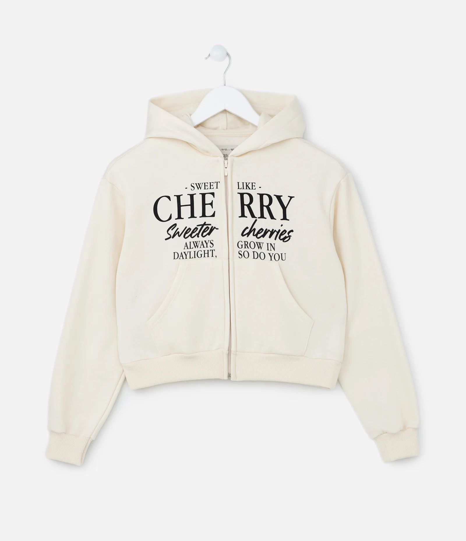 Jaqueta Infantil Quentinha com Estampa de Cereja - Tam 5 a 14 anos Off White 1
