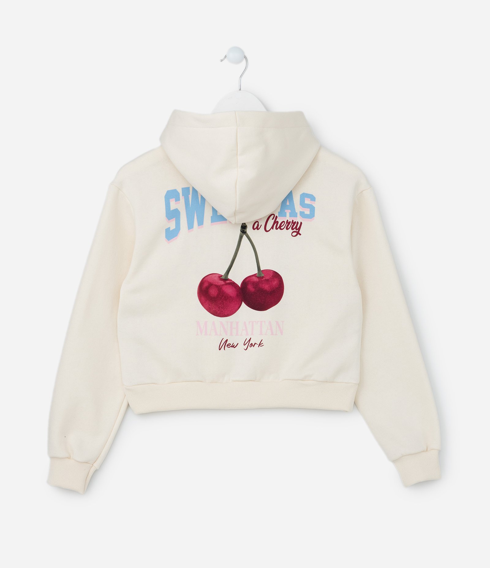 Jaqueta Infantil Quentinha com Estampa de Cereja - Tam 5 a 14 anos Off White 6