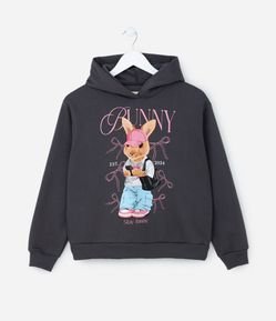 Blusão Oversized Infantil com Estampa Coelha - Tam 5 a 14 Anos