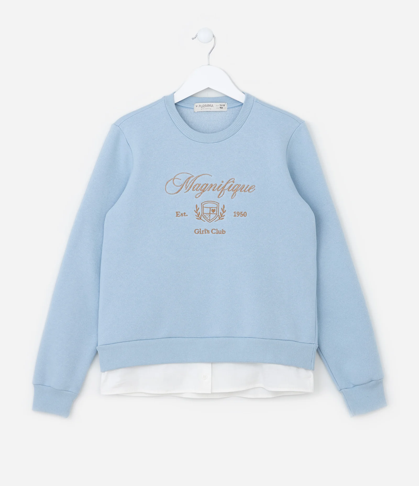 Casaco Infantil com Barra Diferenciada e Lettering Magnifique - Tam  5 a 14 Anos Azul 1