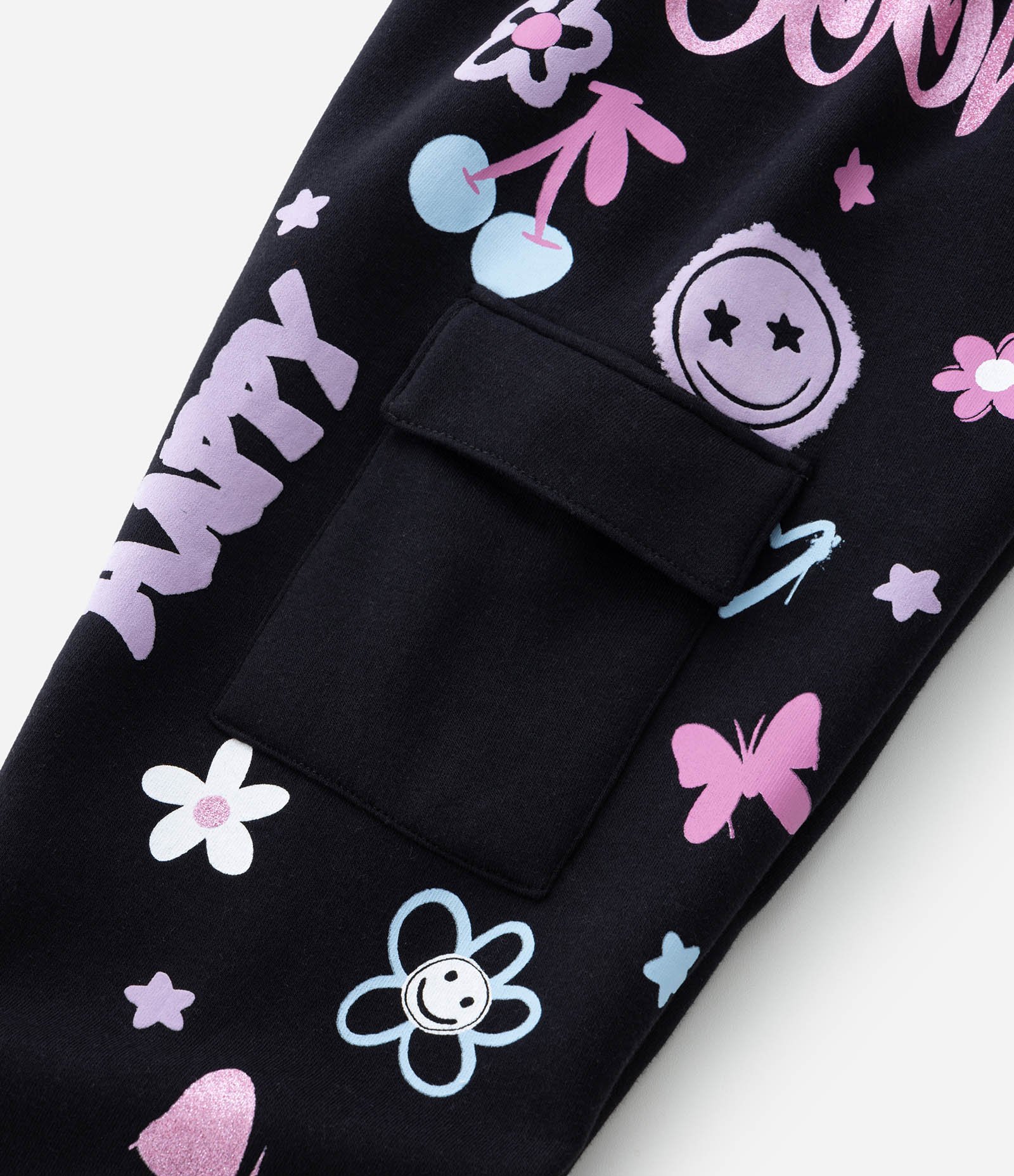 Calça Infantil com Bolso Cargo e Estampa Doodles - Tam 5 a 14 Anos Preto 7