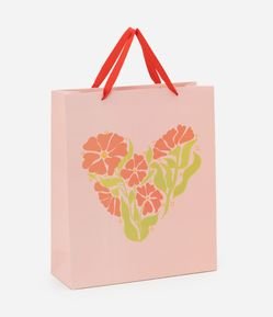 Embalagem de Presente Média com Estampa Coração de Flores