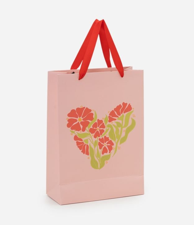 Embalagem de Presente Pequena com Estampa Coração de Flores