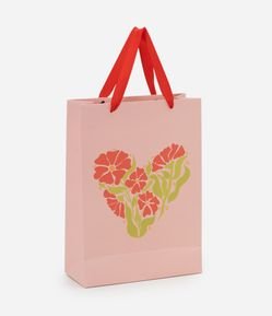 Embalagem de Presente Pequena com Estampa Coração de Flores