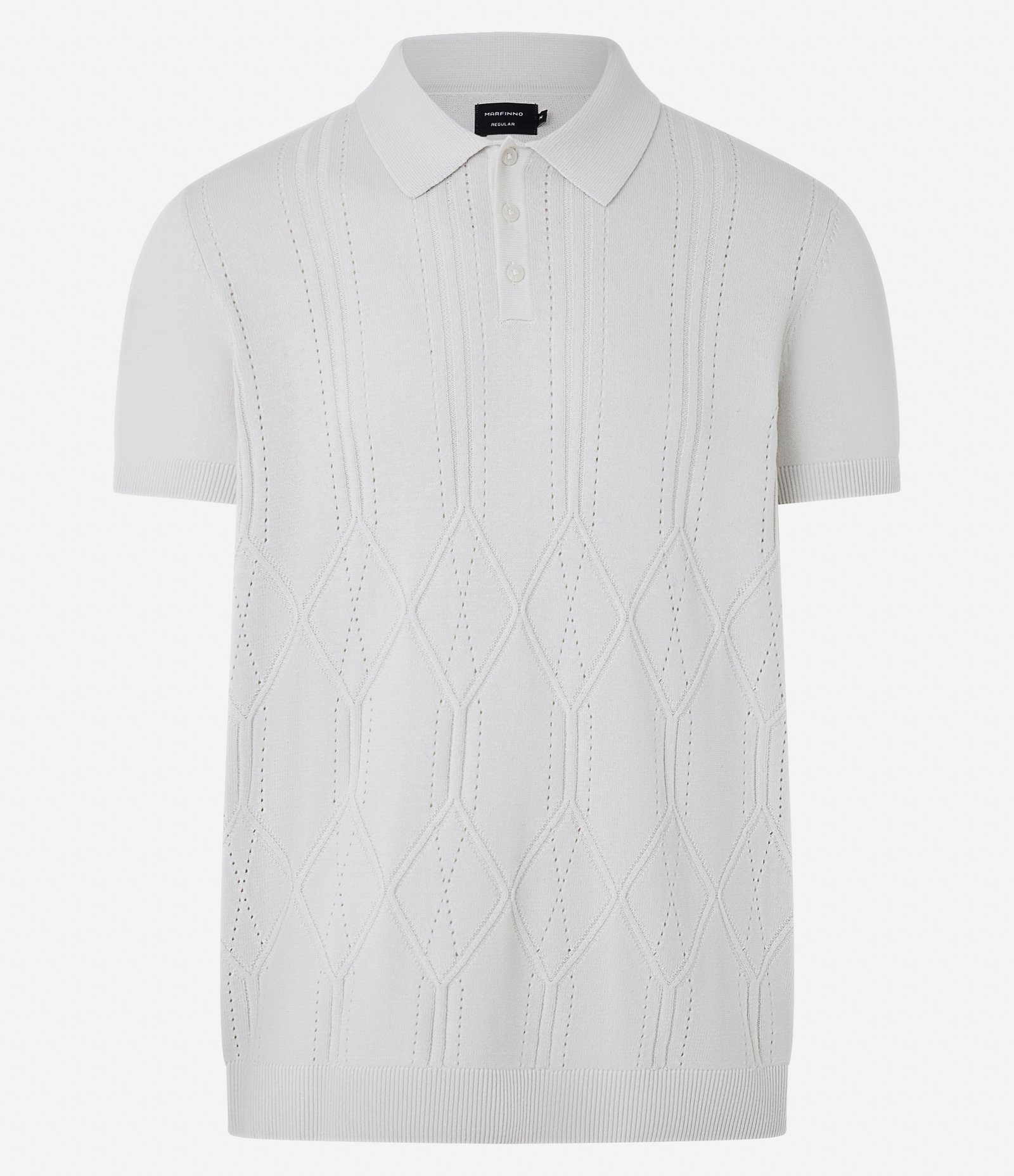Camiseta Polo em Tricô com Textura Geométrica Branco 4