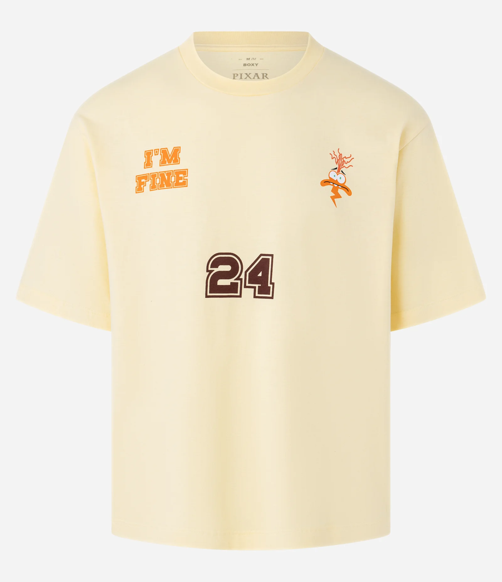 Camiseta Boxy em Algodão Com Estampa da Ansiedade Divertidamente Amarelo 1