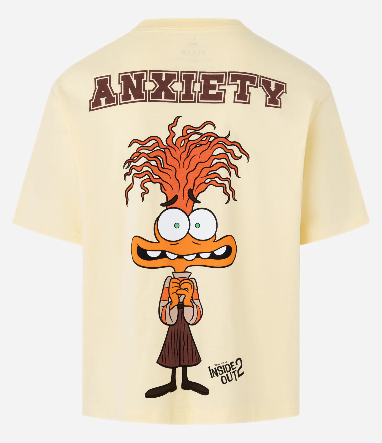 Camiseta Boxy em Algodão Com Estampa da Ansiedade Divertidamente Amarelo 2
