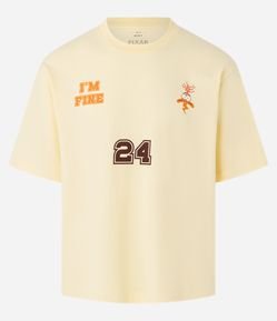 Camiseta Boxy em Algodão Com Estampa da Ansiedade Divertidamente