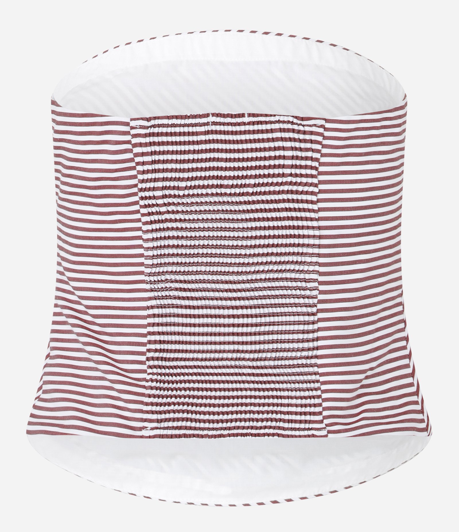 Blusa Tomara Que Caia em Tricoline Listrado com Lastex Vermelho/Branco 2