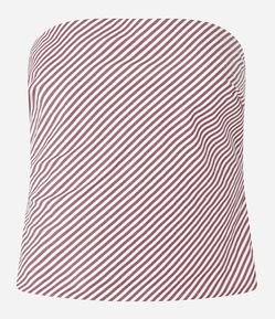 Blusa Tomara Que Caia em Tricoline Listrado com Lastex