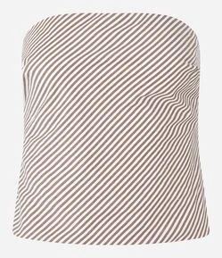 Blusa Tomara Que Caia em Tricoline Listrado com Lastex