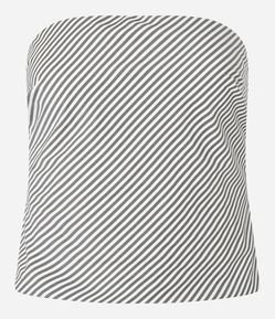 Blusa Tomara Que Caia em Tricoline Listrado com Lastex