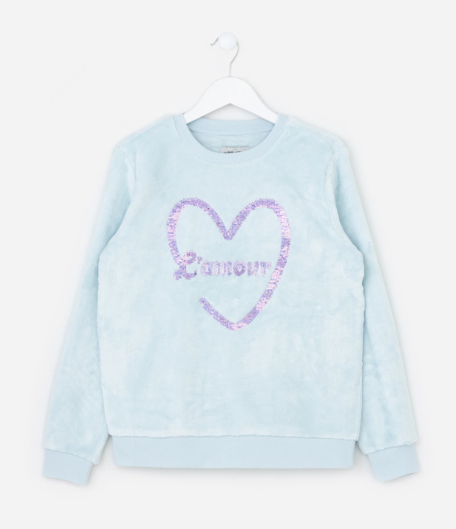 Casaco Infantil em Fleece Com Bordado em Paetês - Tam 5 a 14 Anos Azul 1