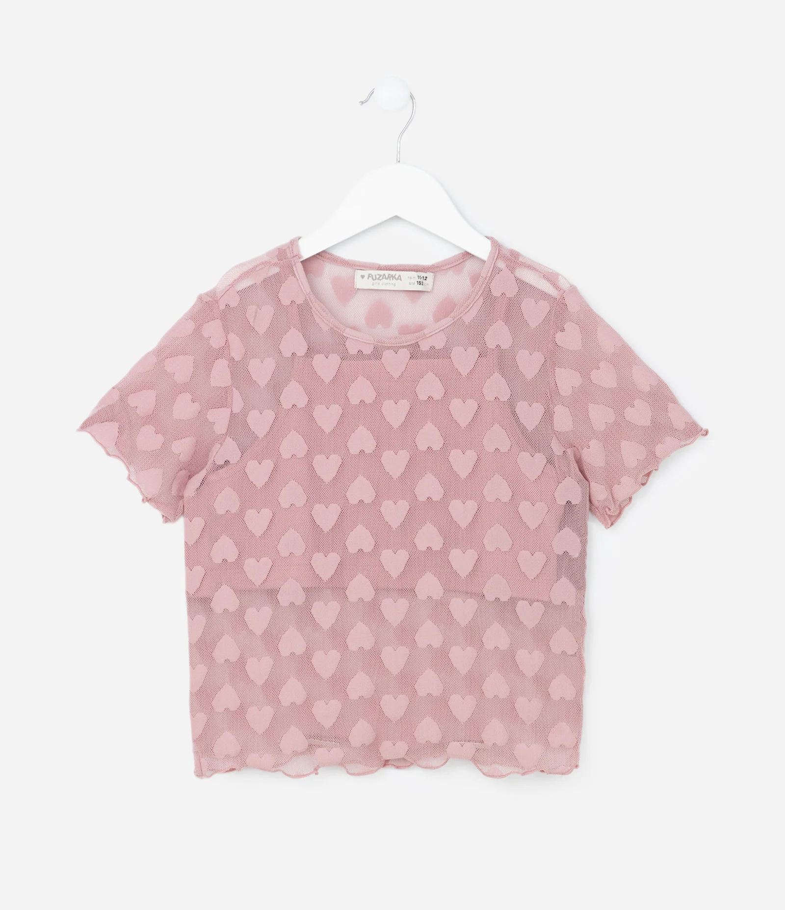 Blusa Texturizada de Corações com Top Interior - Tam 5 a 14 anos Rosa 1