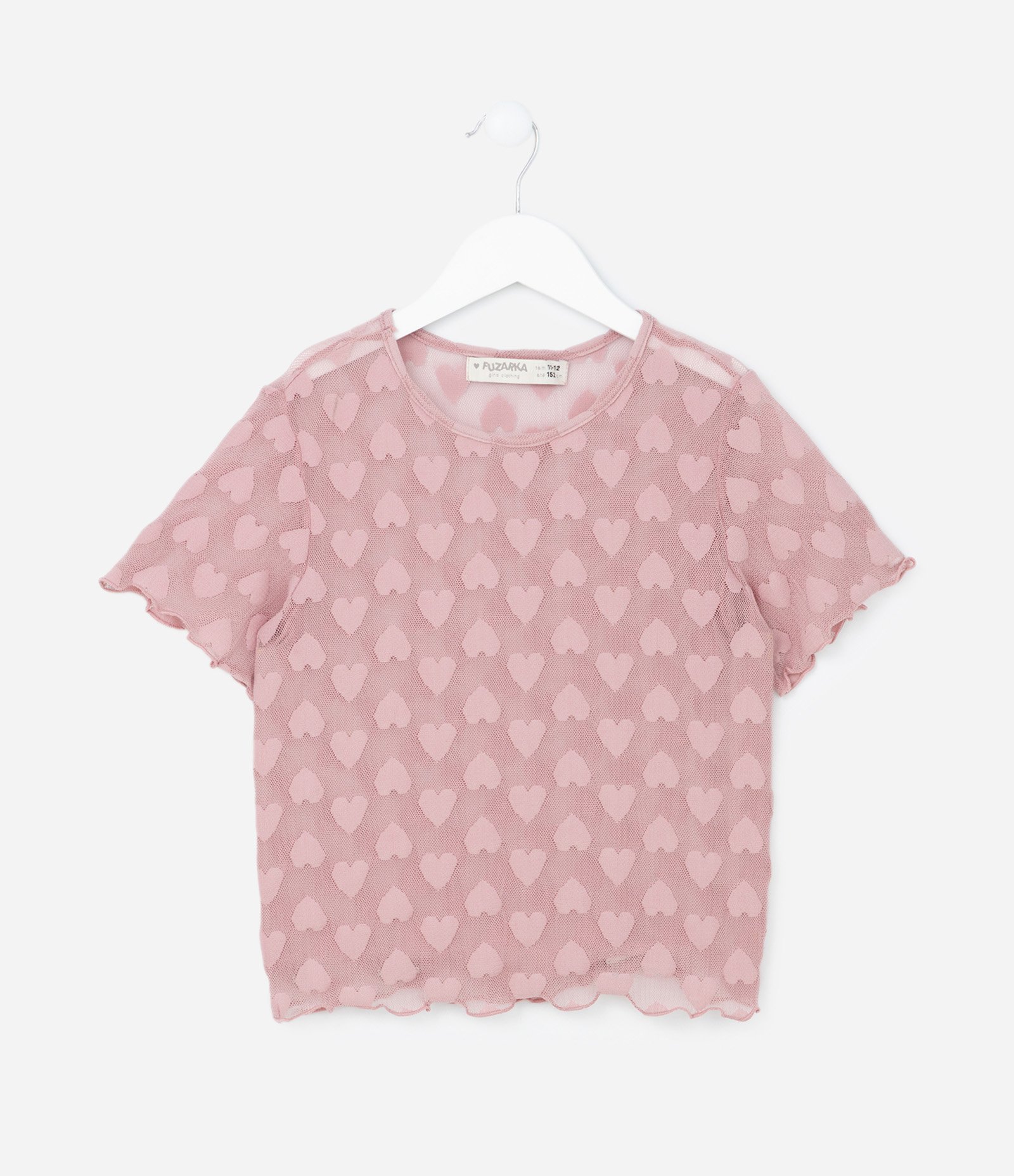Blusa Texturizada de Corações com Top Interior - Tam 5 a 14 anos Rosa 2