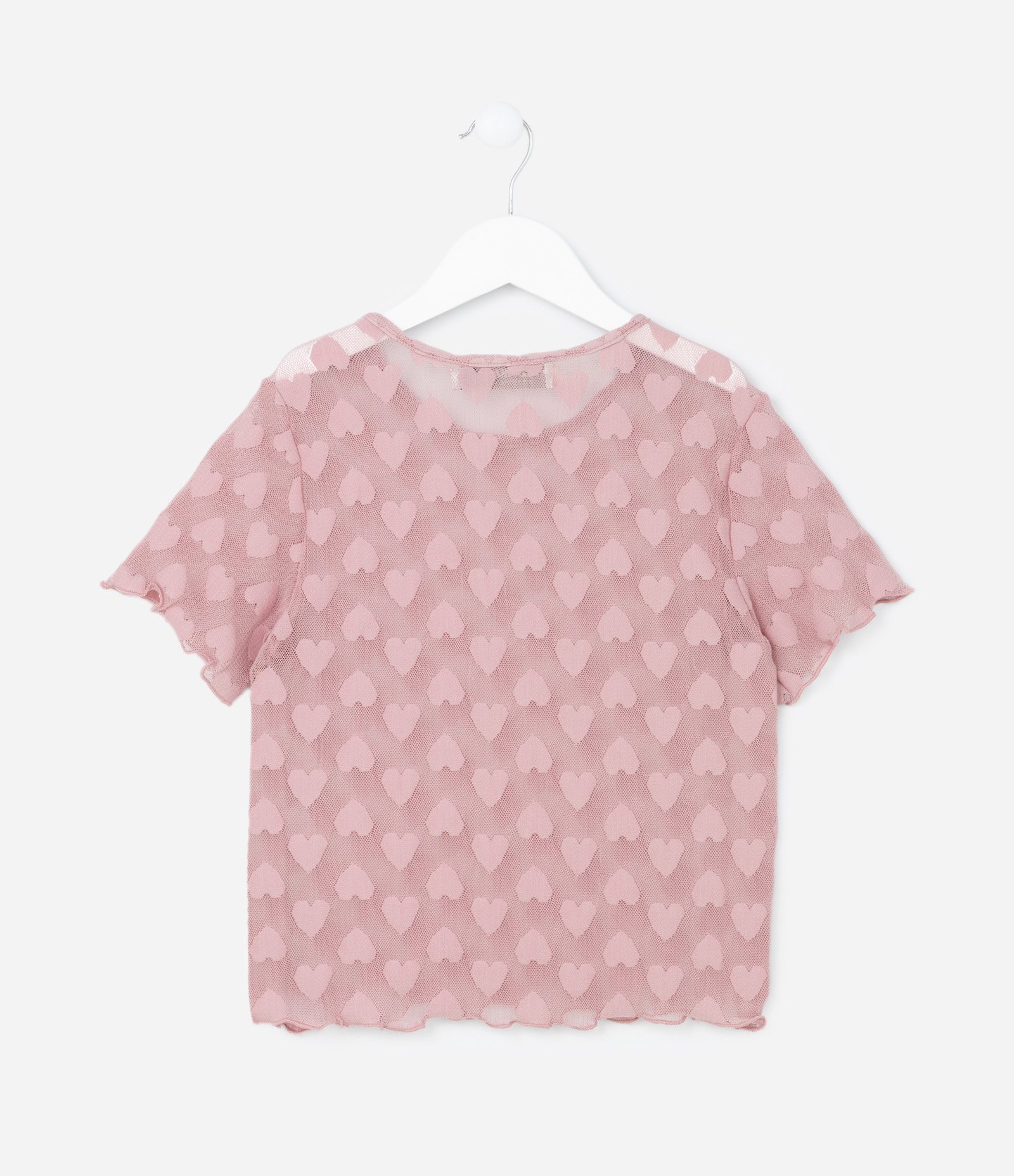 Blusa Texturizada de Corações com Top Interior - Tam 5 a 14 anos Rosa 3