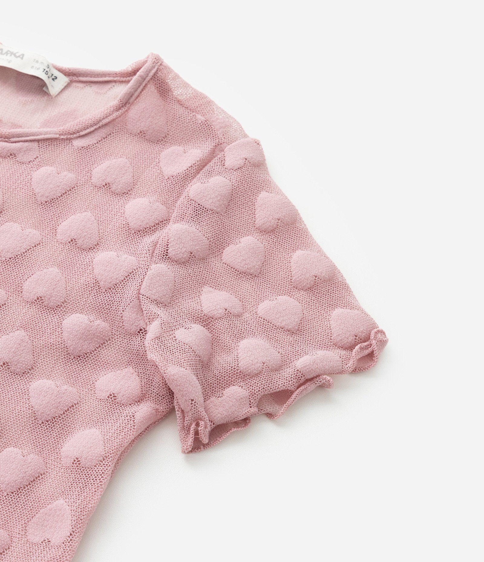 Blusa Texturizada de Corações com Top Interior - Tam 5 a 14 anos Rosa 5