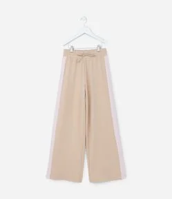 Calça Wide Leg Infantil em Modal com Listra Lateral - Tam 5 a 14 Anos