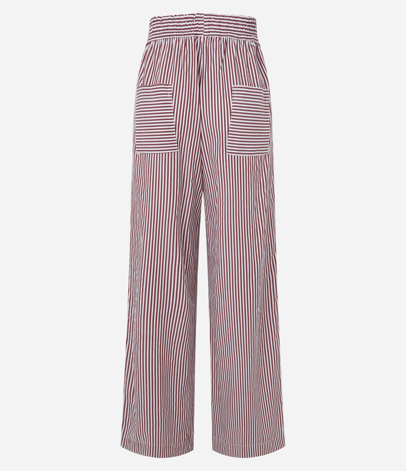 Calça Reta em Tricoline Listrada Vermelho 6