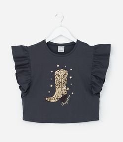 Blusa Curta Infantil com Babados nas Cavas - Tam 5 a 14 Anos