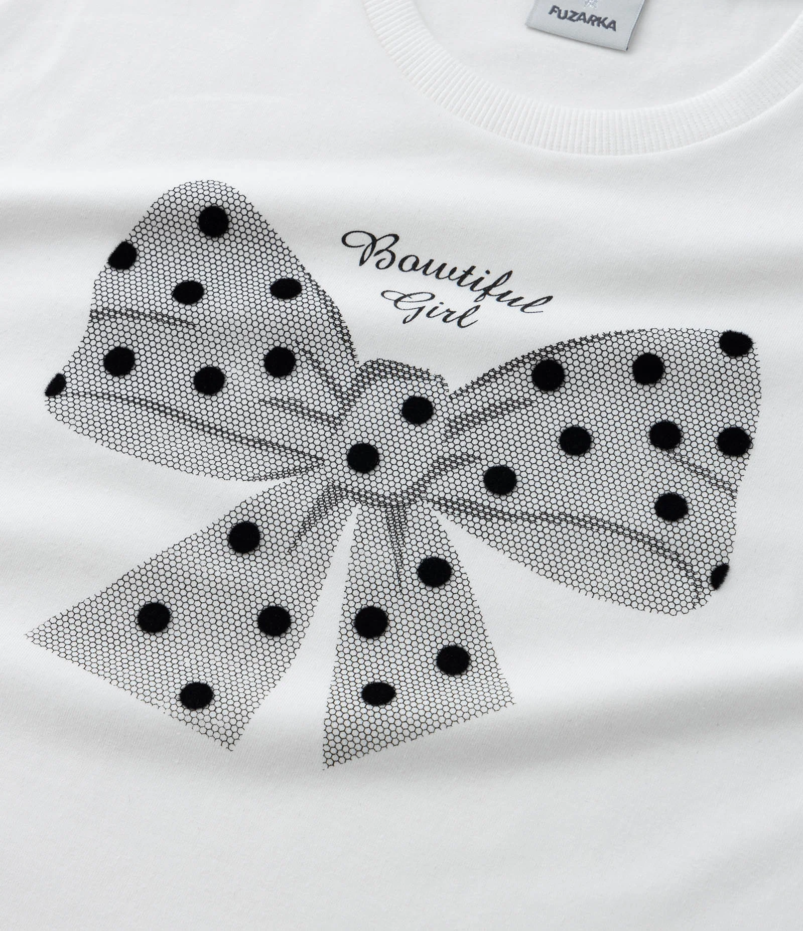 Camiseta Curta Infantil com Estampa Laço - Tam 5 a 14 Anos Branco 5