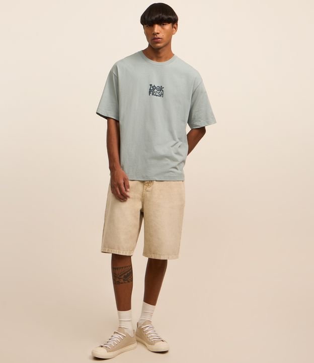 Camiseta Boxy em Algodão com Estampa Smile