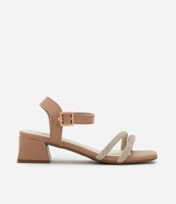 Sandália Infantil em PU com Tiras em Strass - Tam 27 a 34