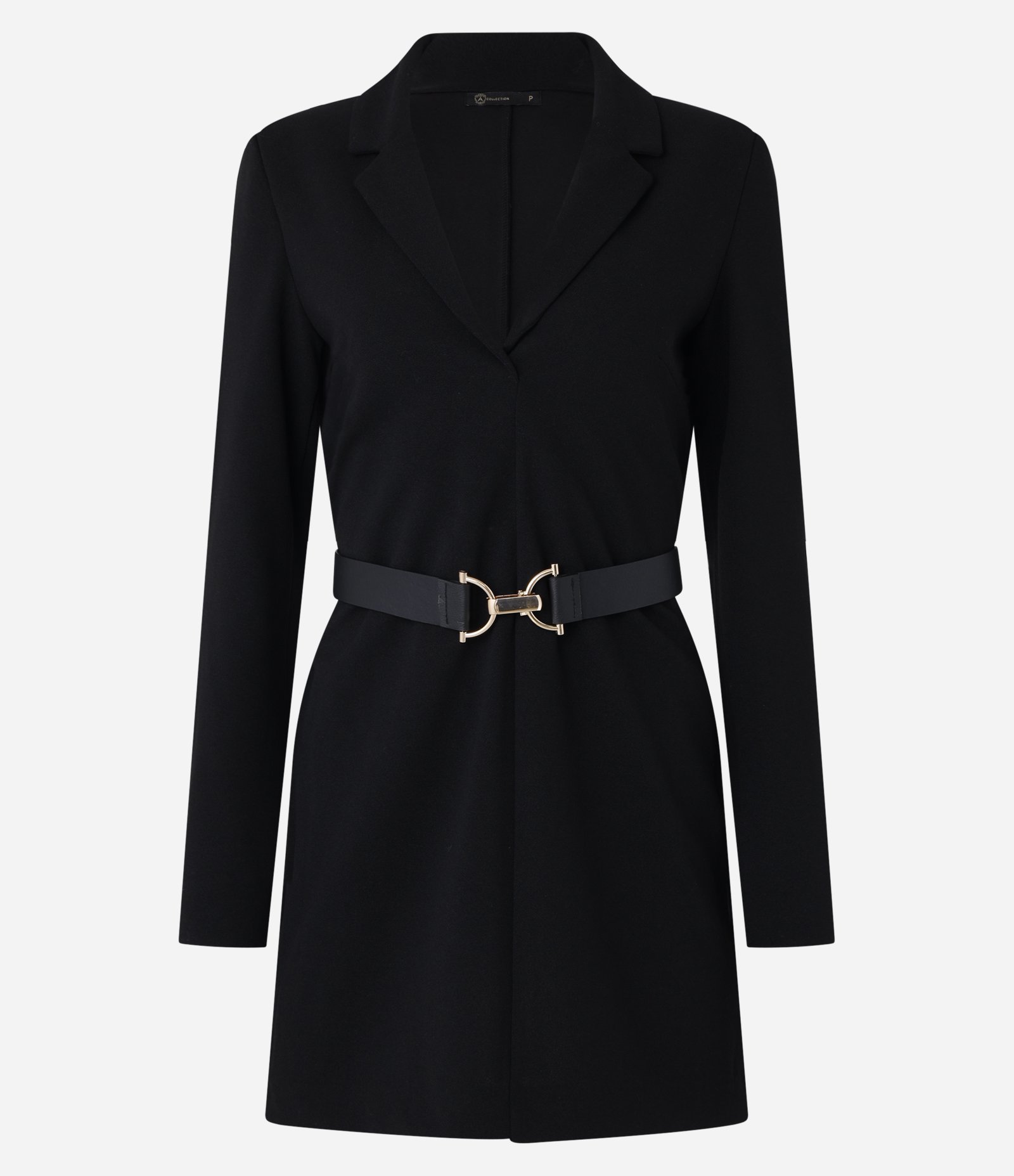 Vestido Curto em Crepe com Cinto de Fivela Diferenciada Preto 5
