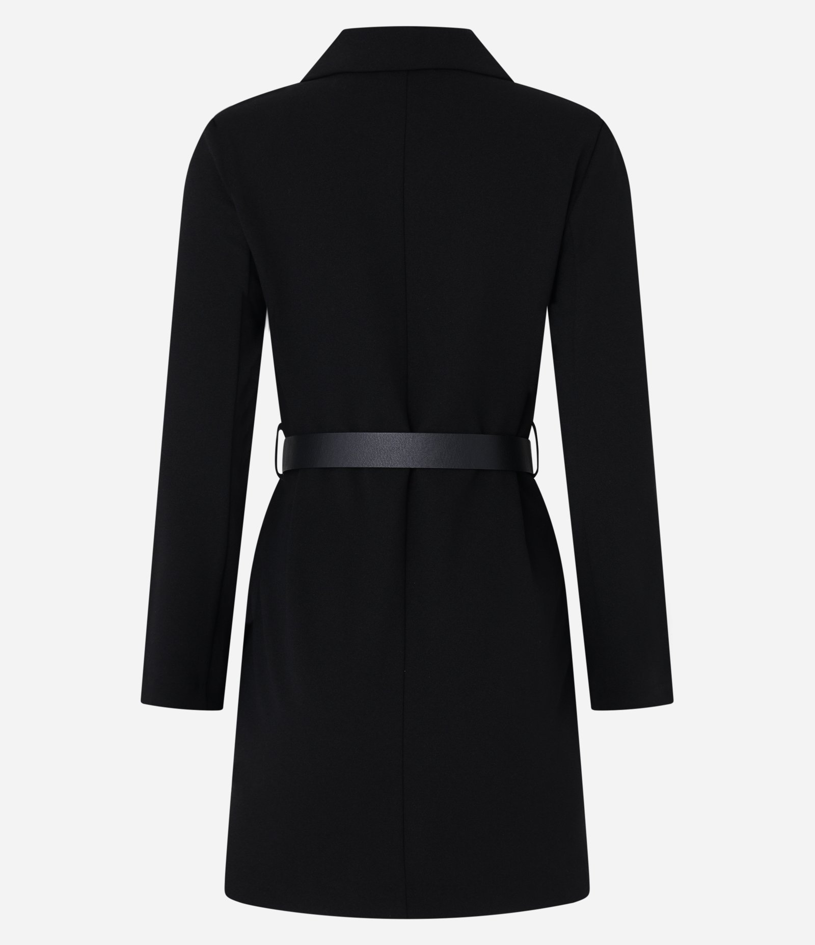 Vestido Curto em Crepe com Cinto de Fivela Diferenciada Preto 6
