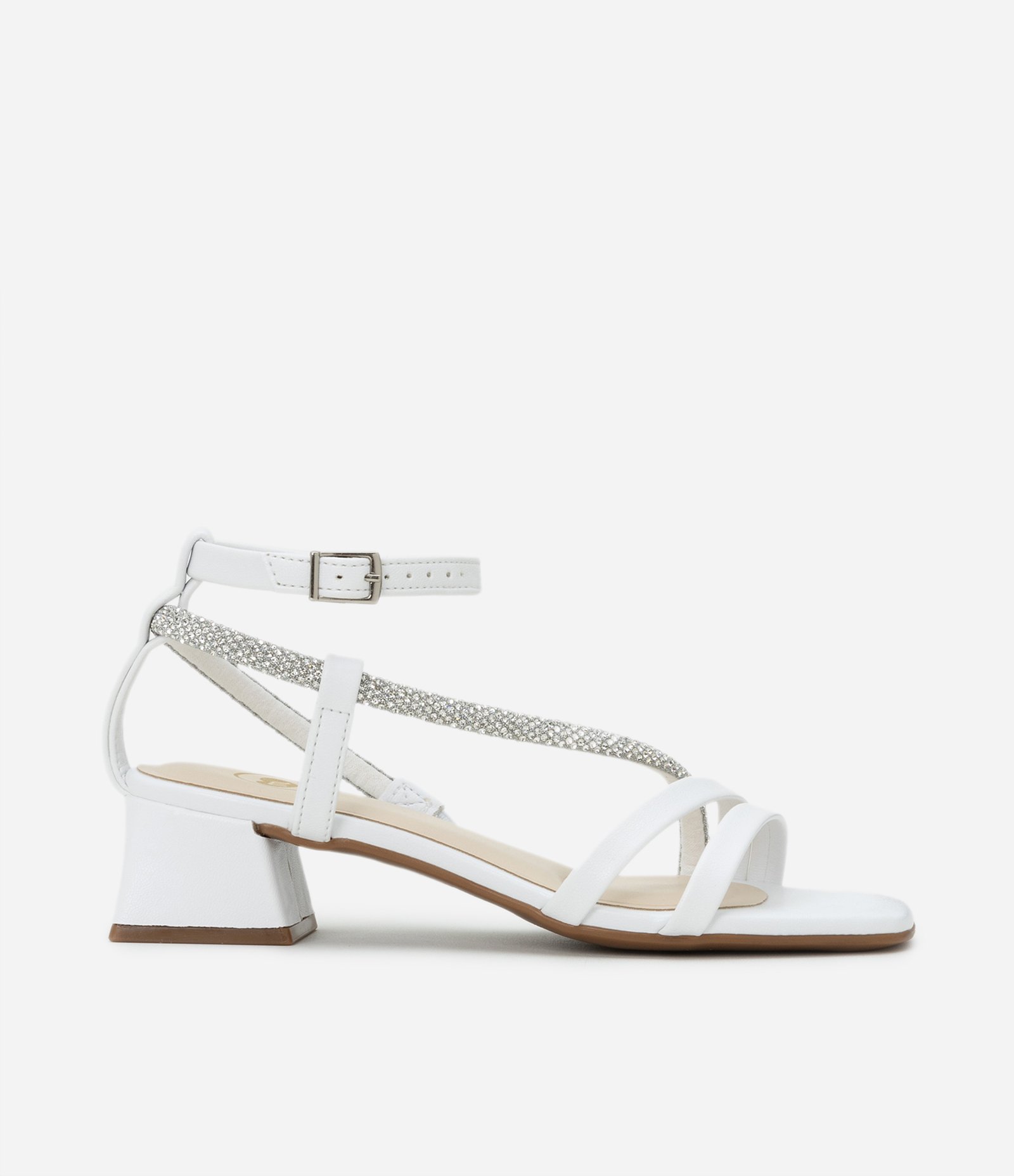 Sandália Infantil em PU com Tira em Strass Molekinha - Tam 27 a 34 Branco 2