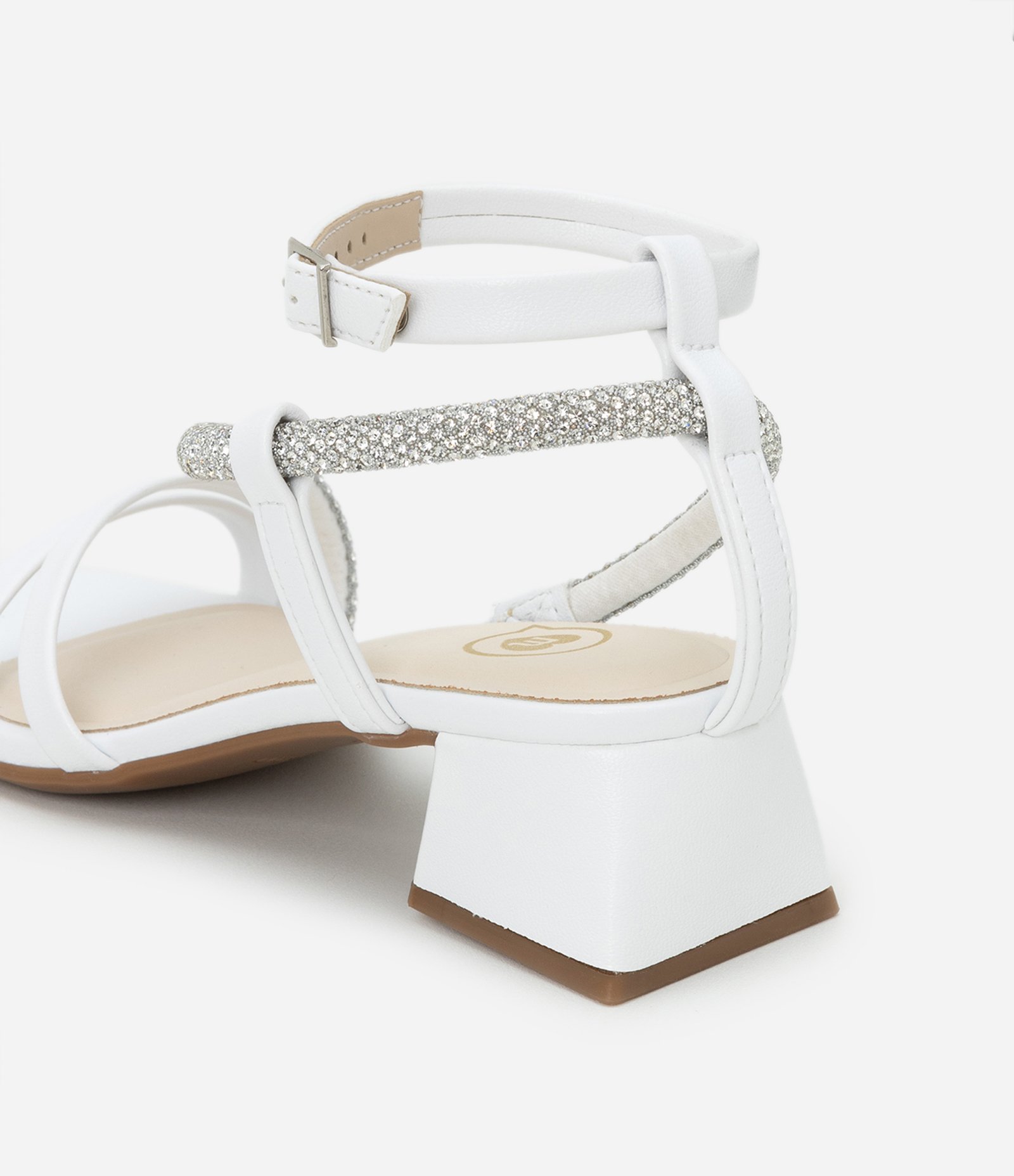 Sandália Infantil em PU com Tira em Strass Molekinha - Tam 27 a 34 Branco 4