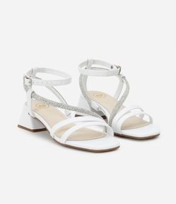 Sandália Infantil em PU com Tira em Strass Molekinha - Tam 27 a 34