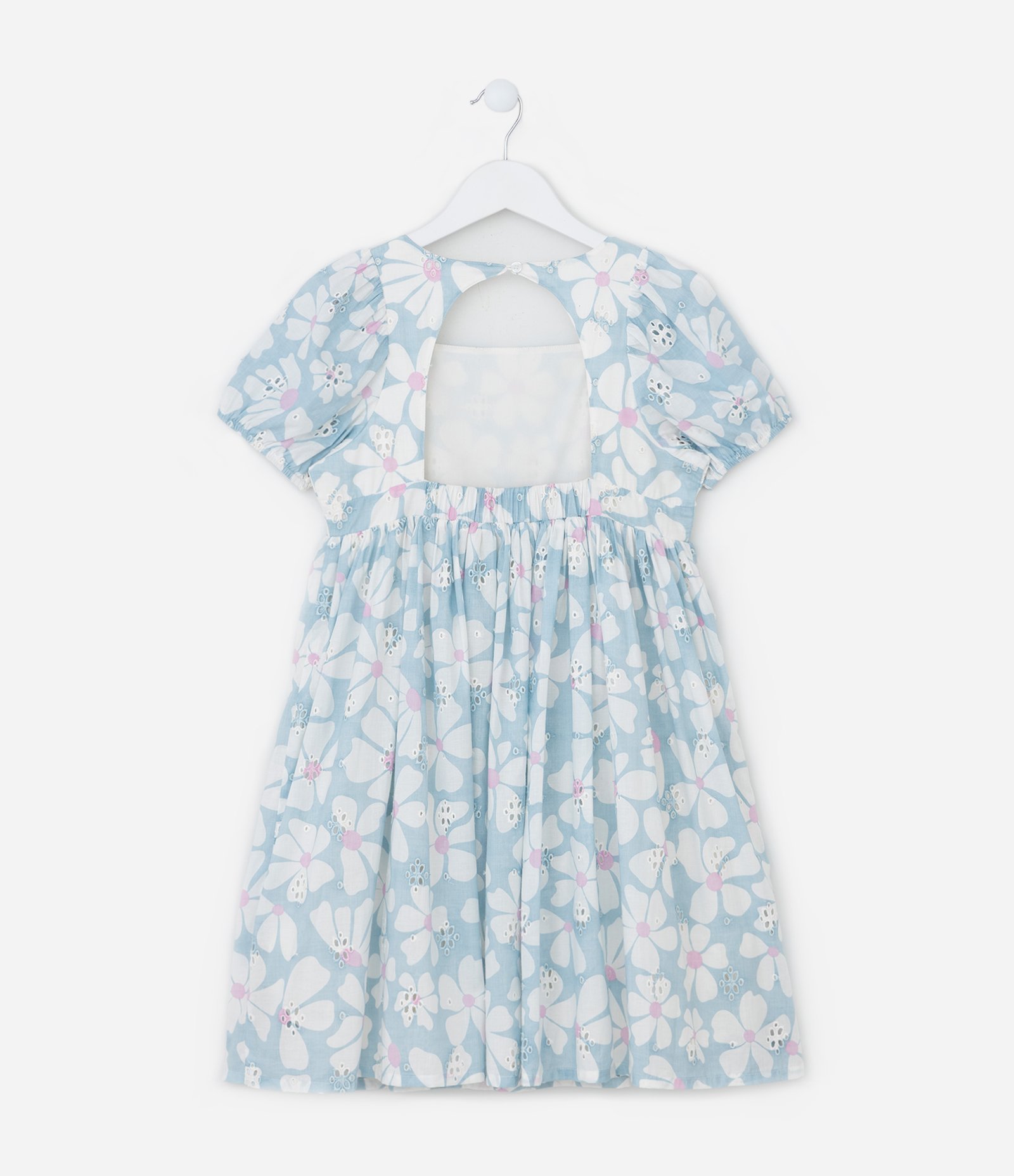 Vestido Infantil em Cotton com Estampa Floral - Tam 5 a 14 Anos Azul 2