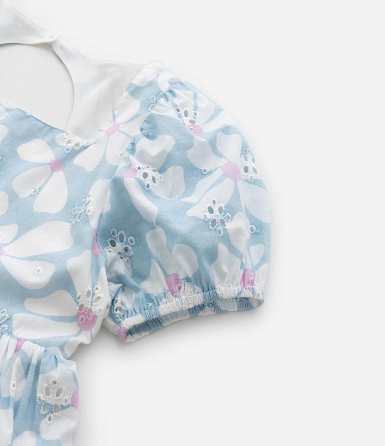 Vestido Infantil em Cotton com Estampa Floral - Tam 5 a 14 Anos Azul 5