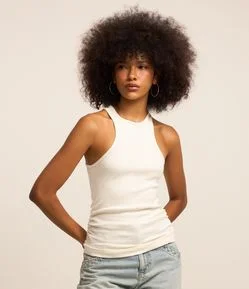 Blusa Regata em Ribana com Drapeado Lateral