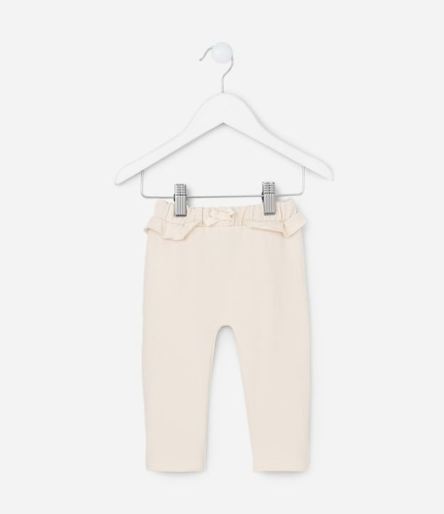 Calça Moletom Infantil com Babadinho e Laço - Tam 0 a 18 meses