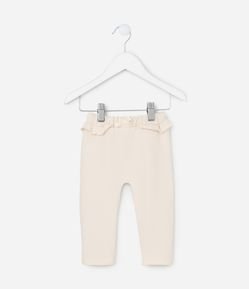 Calça Infantil em Moletom com Babadinho no Cós e Laço - Tam 0 a 18 meses