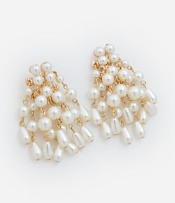 Maxi Brinco em Metal com Cacho de Esferas Peroladas