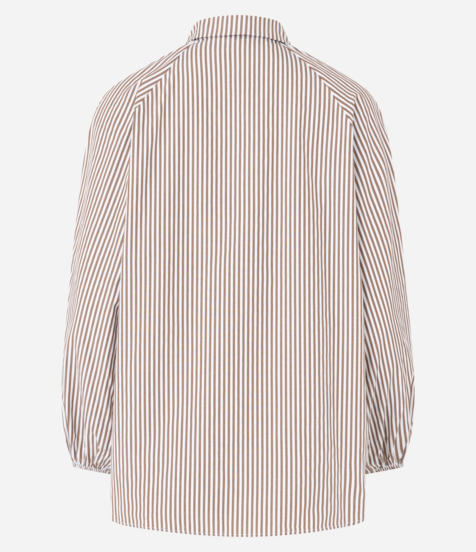 Camisa Listrado em Tricoline com Cava Raglan Marrom/Branco 6