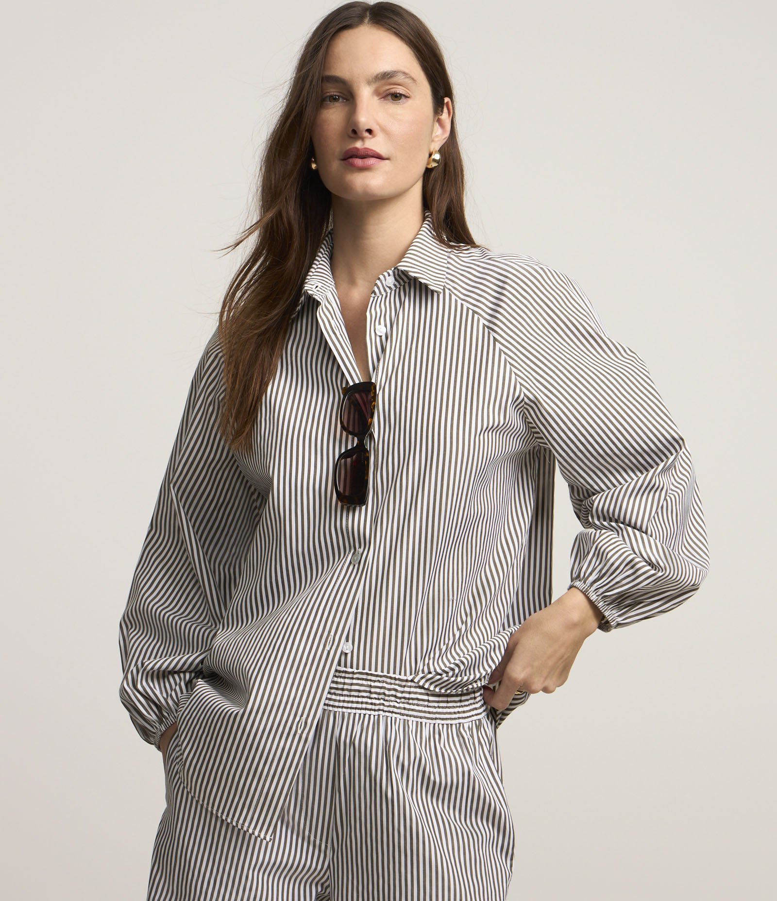 Camisa Listrado em Tricoline com Cava Raglan 1