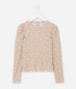 Blusa Infantil Canelada com Manga Bufante - Tam 5 a 14  Anos