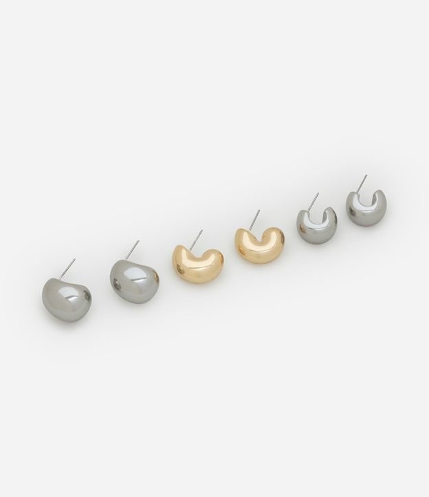 Kit 03 Brincos Argolas em Metal Modelo Bold