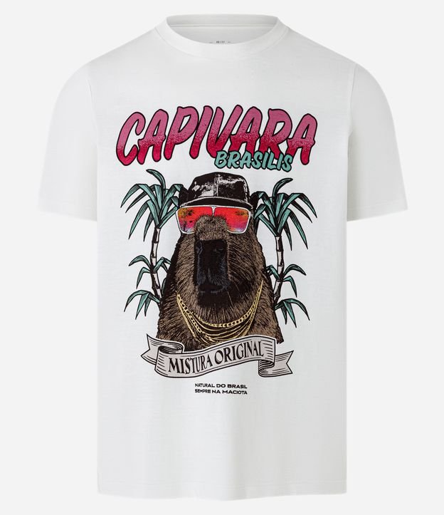 Camiseta Regular em Algodão Com Estampa de Capivara Brasilis