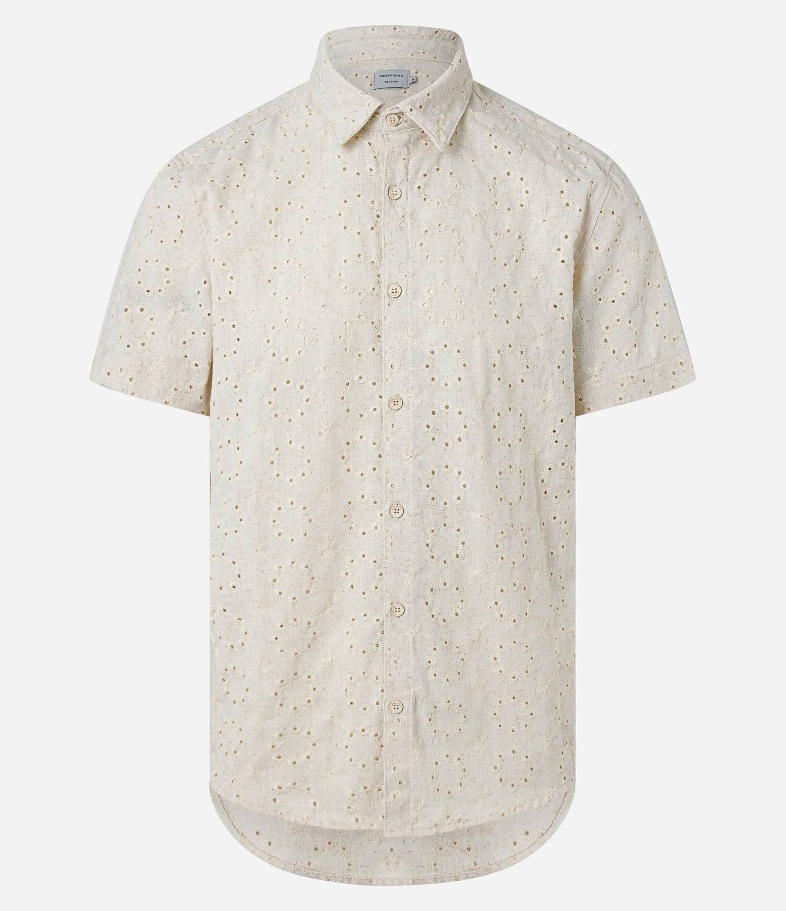 Camisa Regular em Laise com Estampa Floral Off White 1