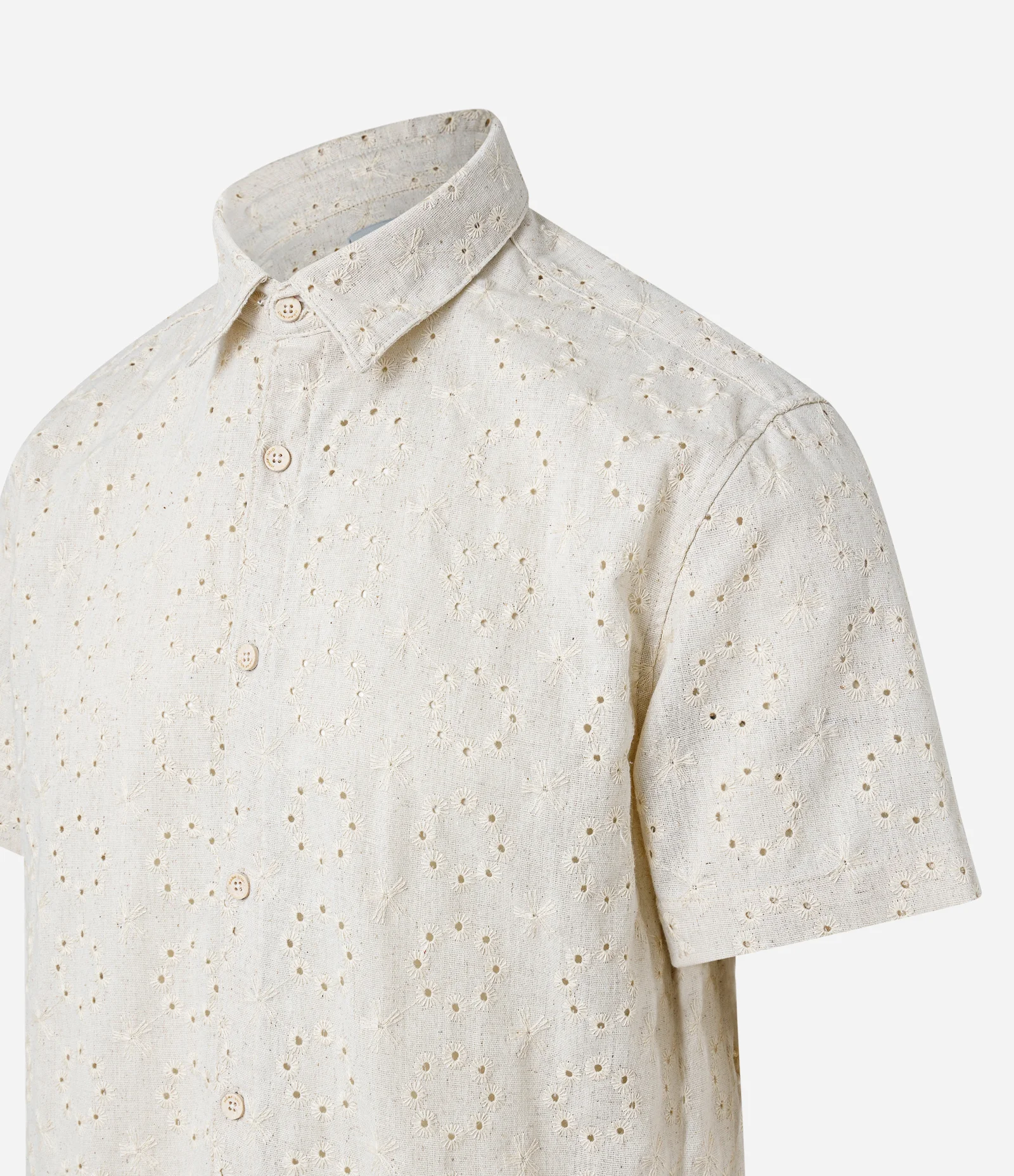 Camisa Regular em Laise com Estampa Floral Off White 2