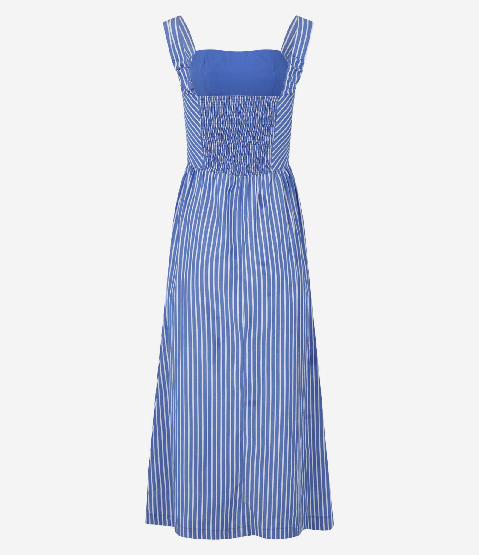 Vestido Listrado em Tricoline com Lastex Azul 6