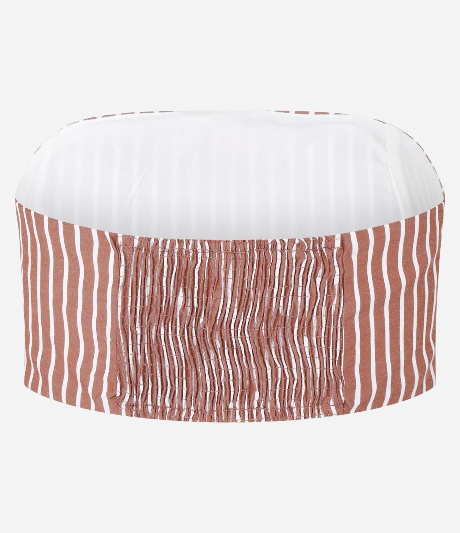 Camisa em Tricoline Listrada com Top Marrom 6