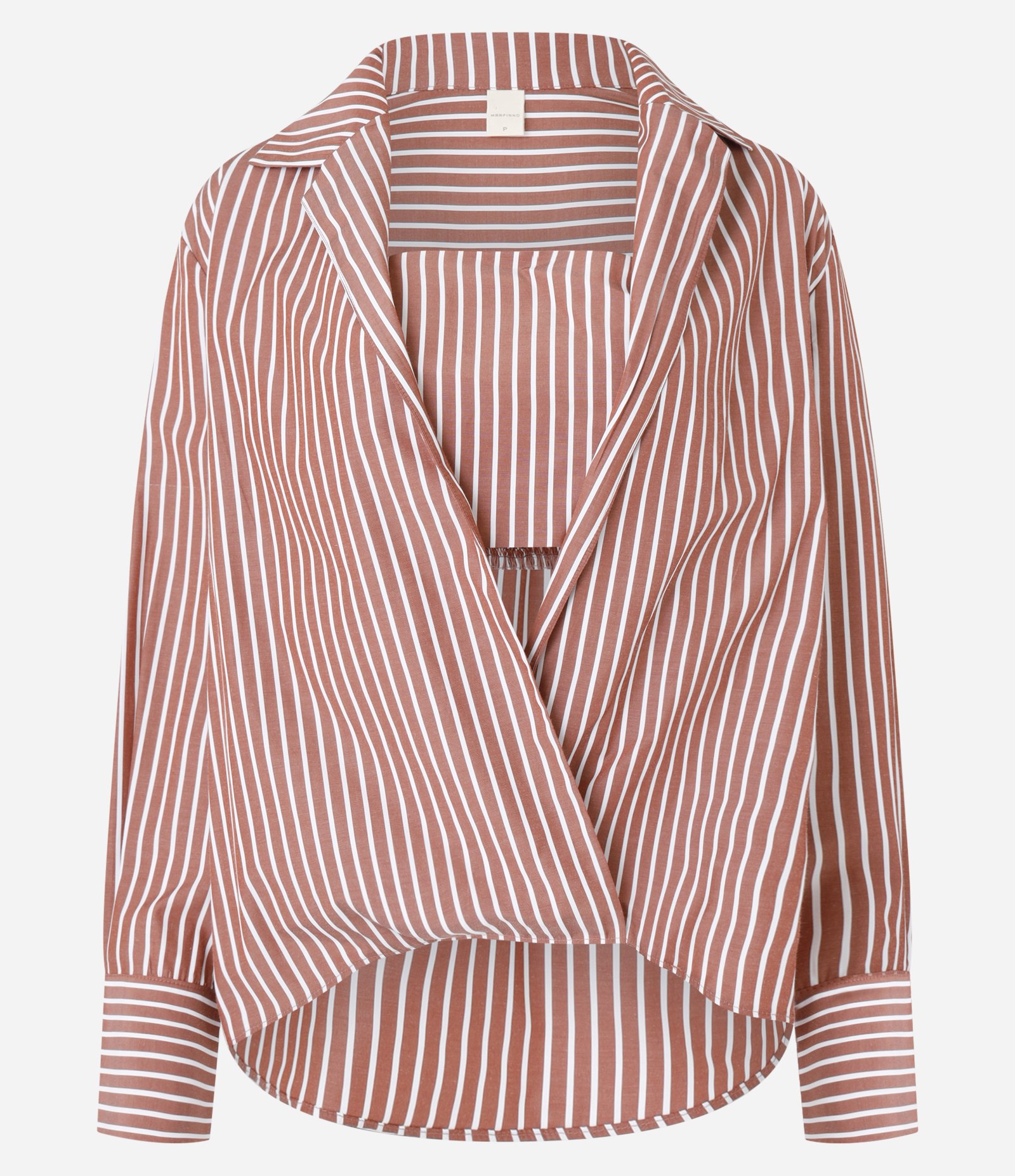 Camisa em Tricoline Listrada com Top Marrom 7