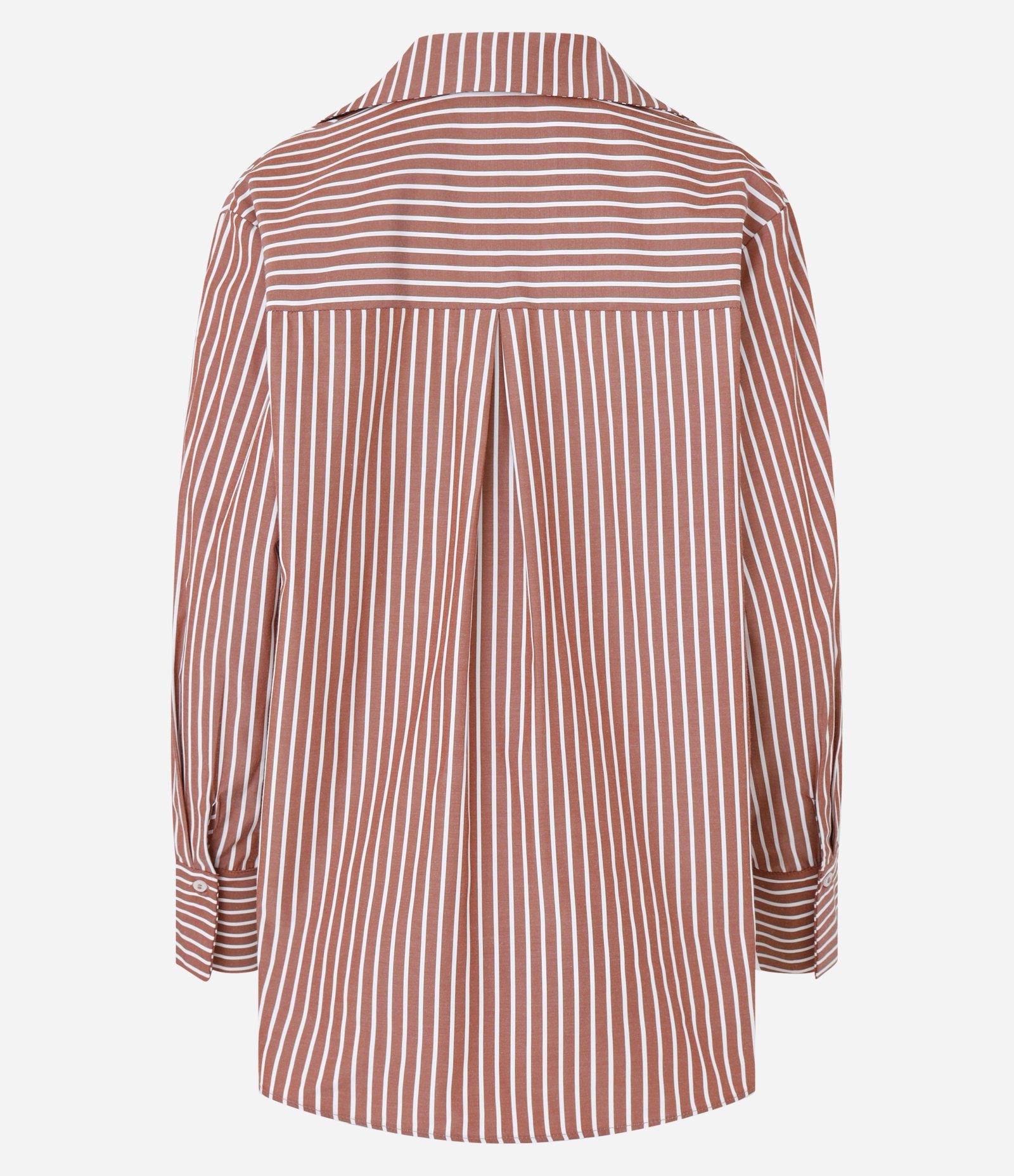 Camisa em Tricoline Listrada com Top Marrom 8